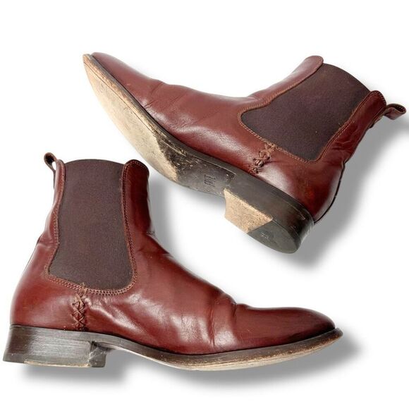 Frye Melissa Cognac Leather Almond Toe Ankle Chelsea Boots Women's Size 9 B - Picture 8 of 15